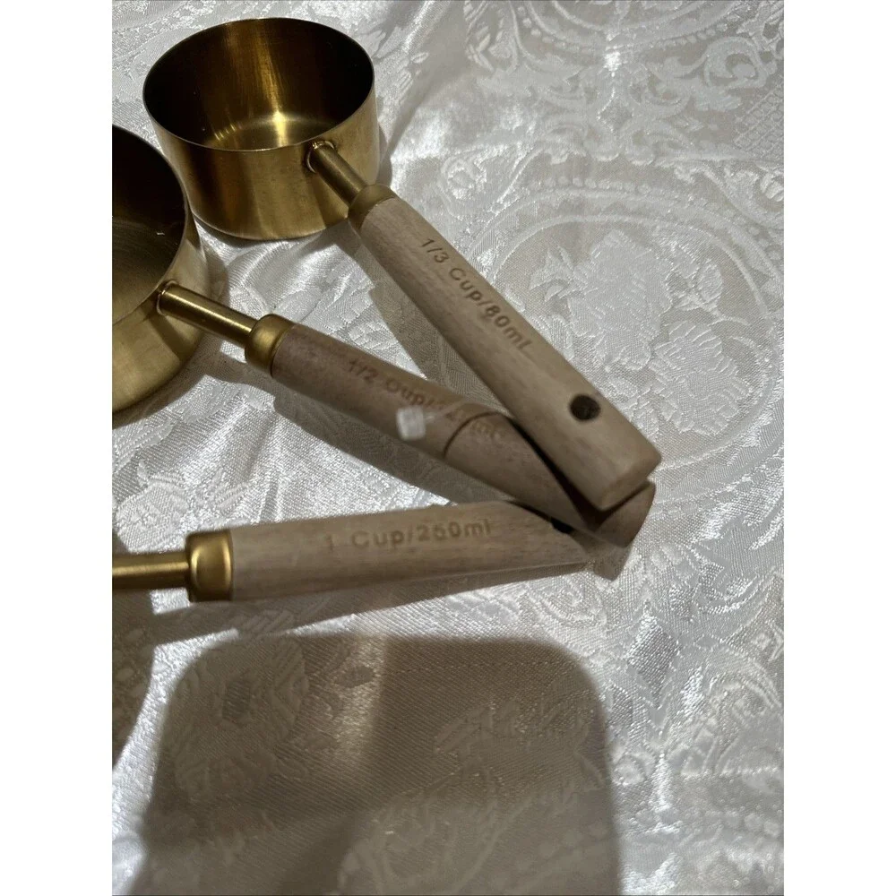 Stainless Steel Measuring Cups Spoons Gold Tone